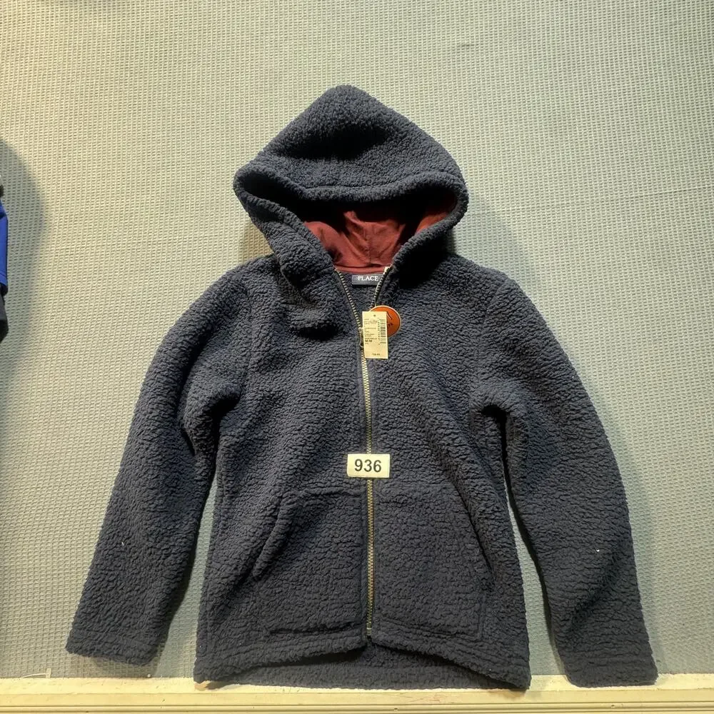 The Children's Place Fur Jacket Coat Blue Size M Brand New